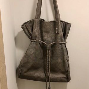 Beautiful gray all leather handbag/tote